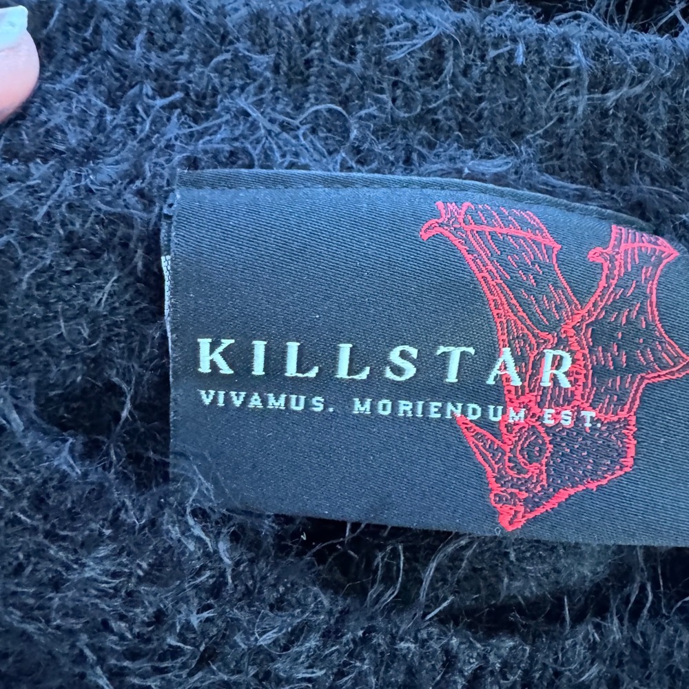 Killstar Pentagram Embroidered Cropped Sweater Eyelash Gothic Medium Witchy Emo - Picture 3 of 9